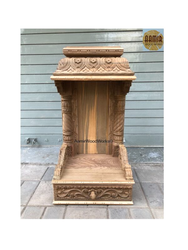 South Indian Style jharokha teakwood mandir,home temple,pooja ghar.Length 15"