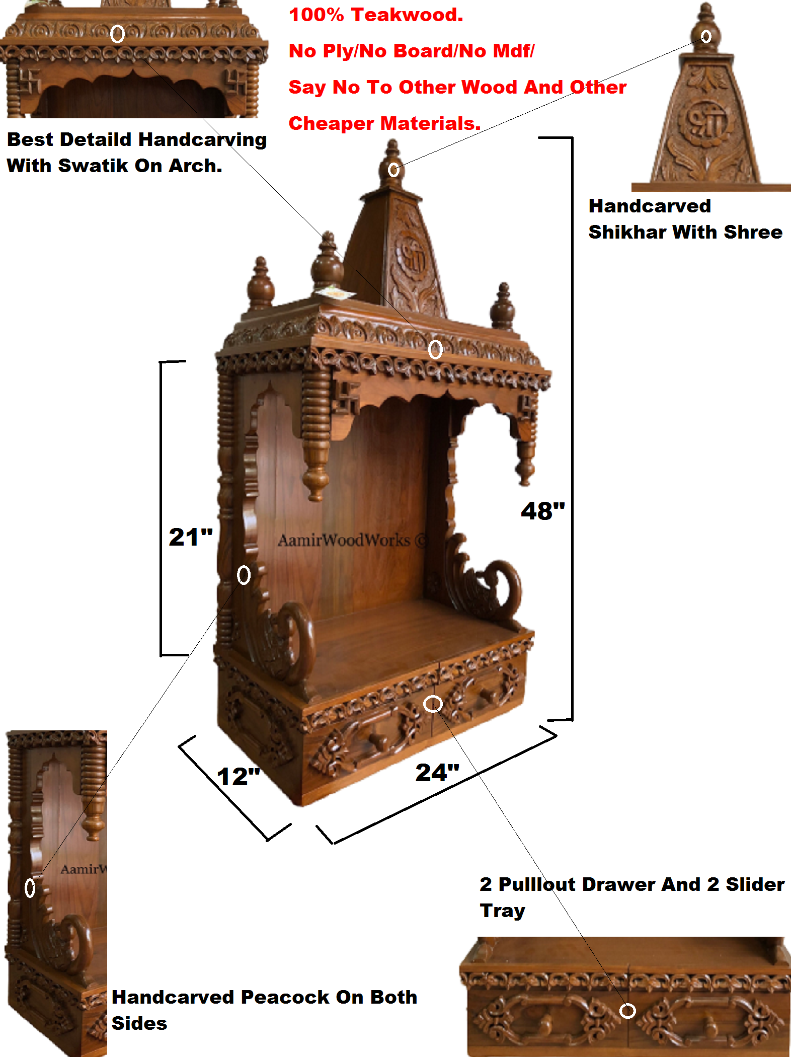 teak wood home temple