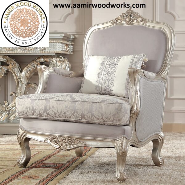 Imperial Luxurious Handcrafted Silver Royal Sofa Set 3+2+1 - Image 5
