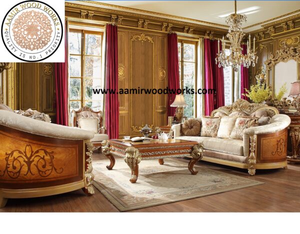 B Imperial Gold Handcrafted Luxury Sofa Set 3+2+1 - Image 2
