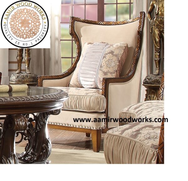 Regal Comfort Handcrafted Wooden Sofa Set 3+2+1 - Image 5