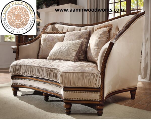 Regal Comfort Handcrafted Wooden Sofa Set 3+2+1 - Image 3