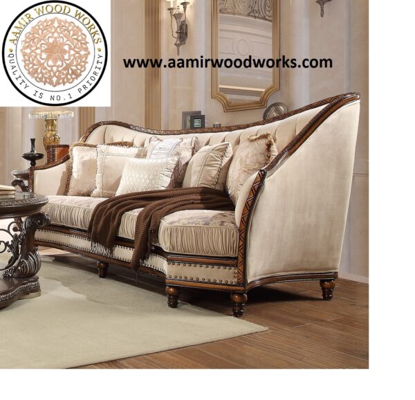 Regal Comfort Handcrafted Wooden Sofa Set 3+2+1
