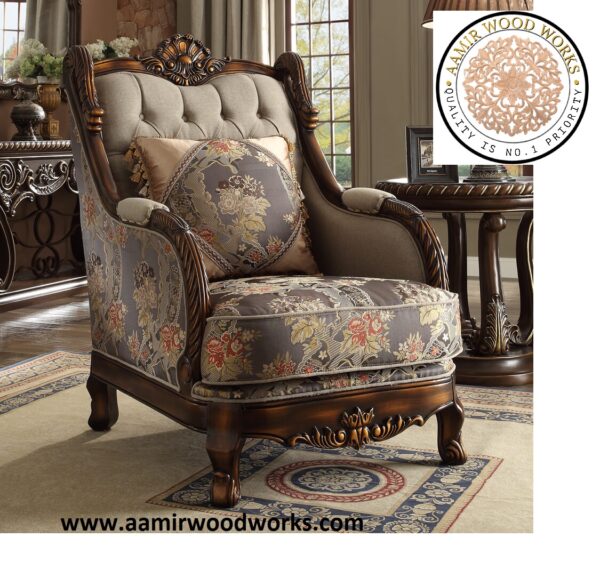 B Majestic Hand-Carved Wooden Sofa Set 3+2+1 - Image 4
